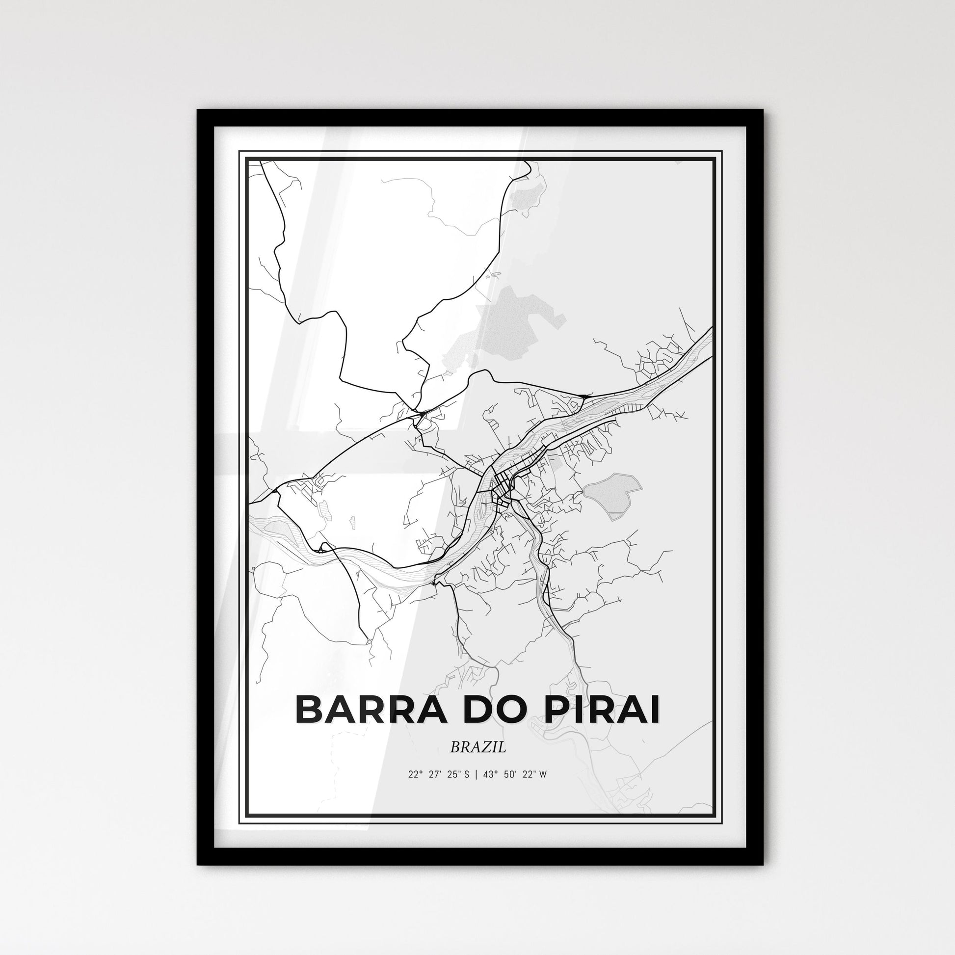 Barra do Pirai Brazil - Scandinavian Style City Map for Modern Home Decor