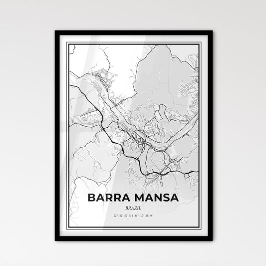 Barra Mansa Brazil - Scandinavian Style City Map for Modern Home Decor