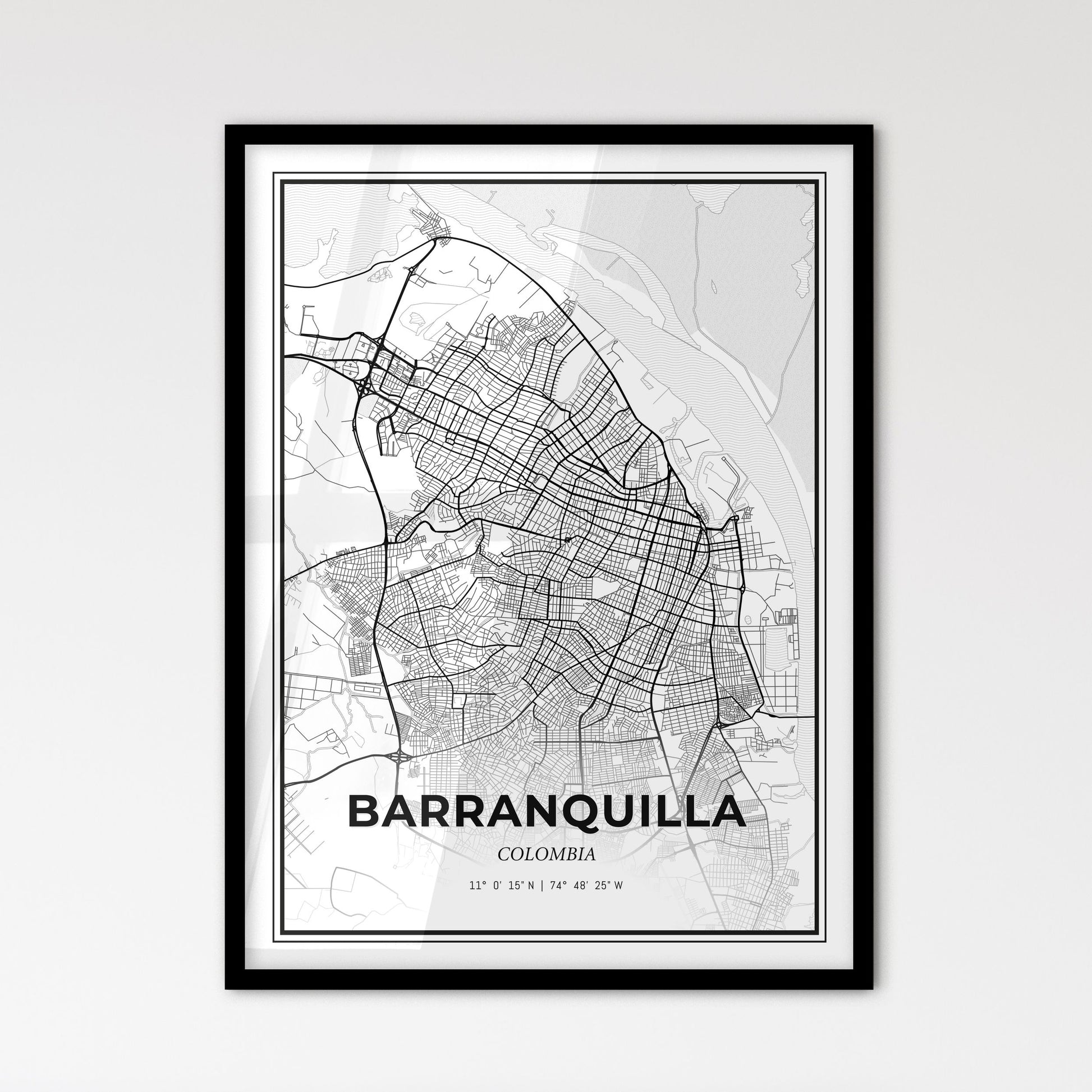 Barranquilla Colombia - Scandinavian Style City Map for Modern Home Decor