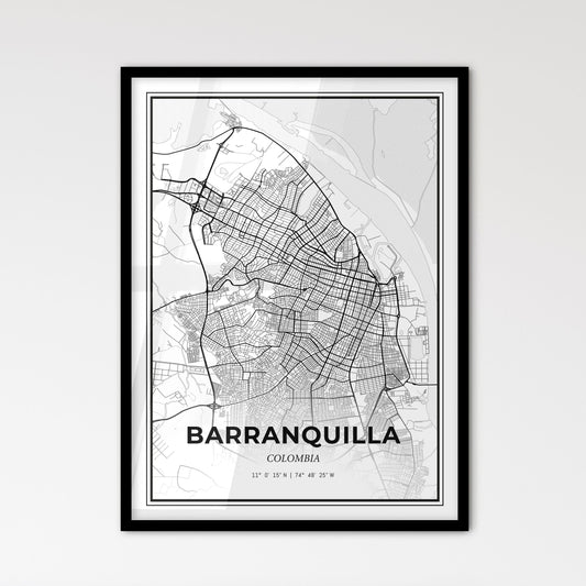 Barranquilla Colombia - Scandinavian Style City Map for Modern Home Decor