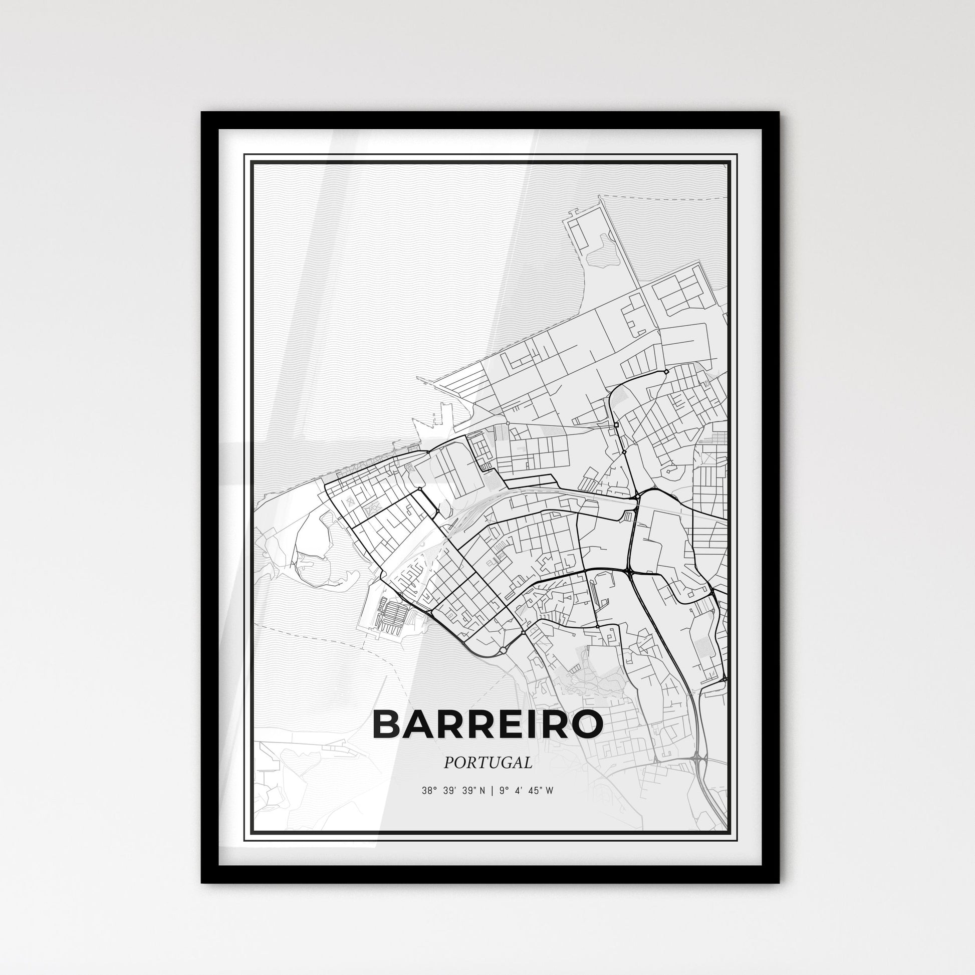 Barreiro Portugal - Scandinavian Style City Map for Modern Home Decor