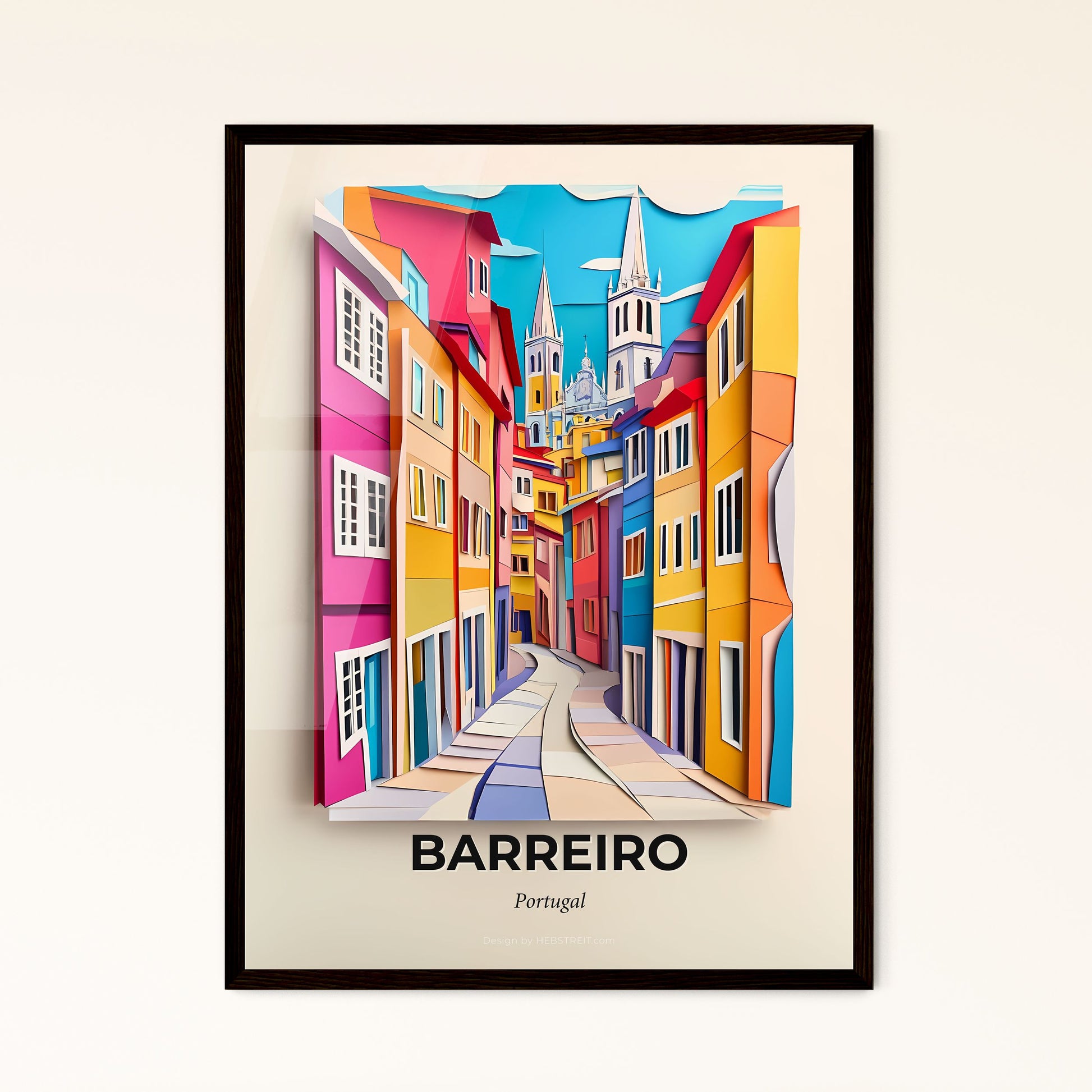 Vivid Barreiro, Portugal - a street with a church in the background