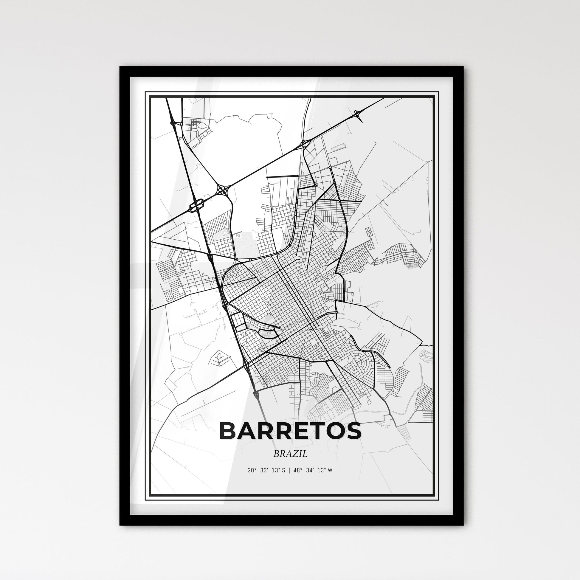 Barretos Brazil - Scandinavian Style City Map for Modern Home Decor