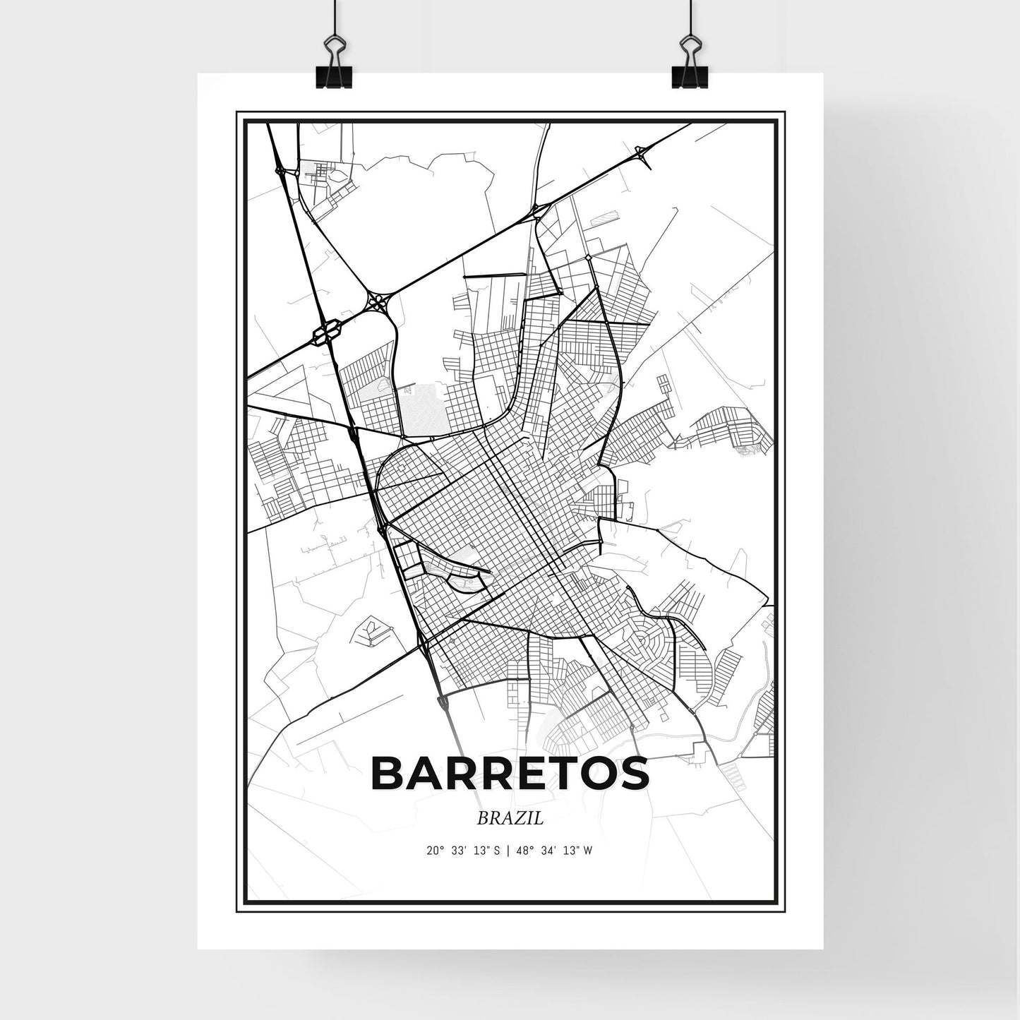 Barretos Brazil - Premium City Map Poster