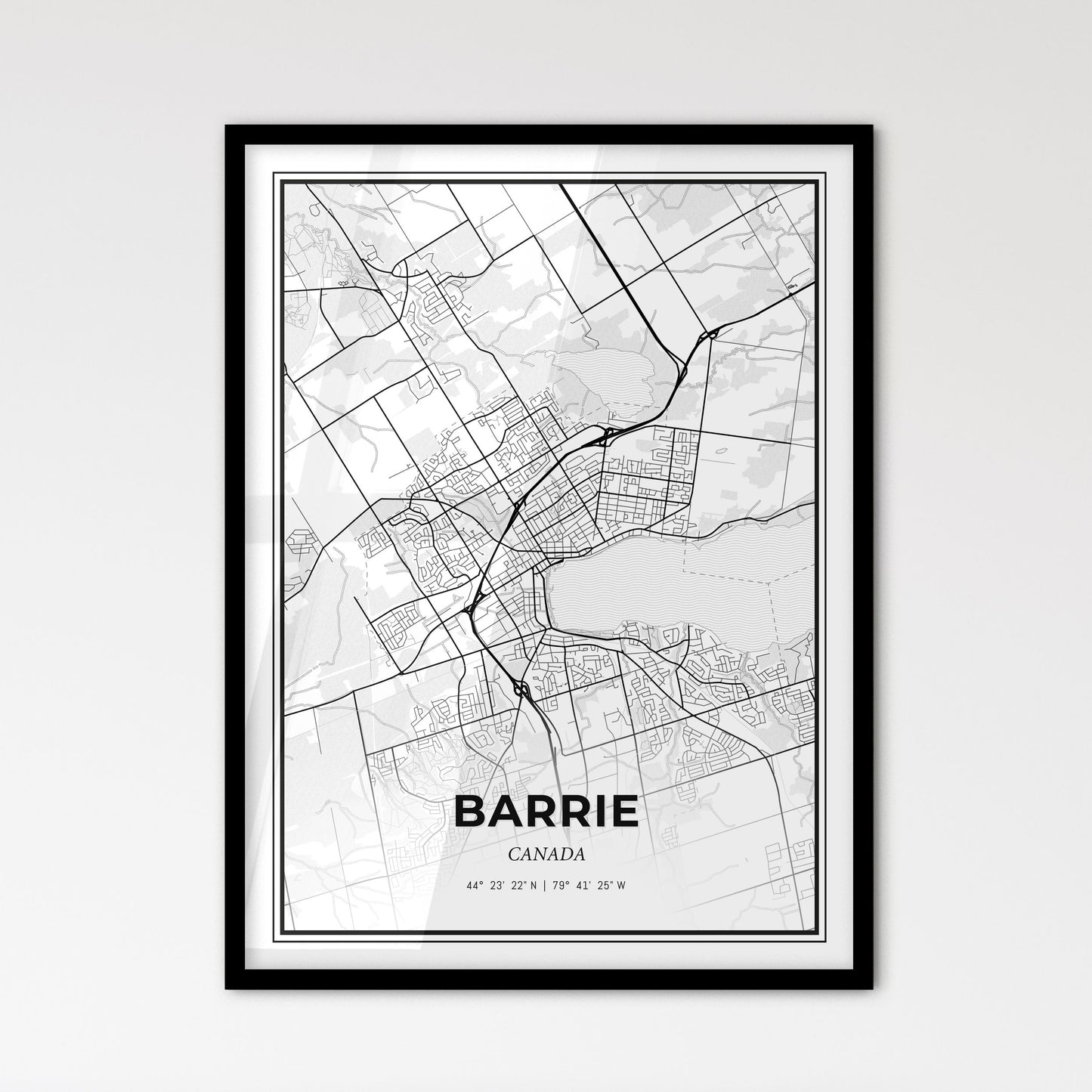 Barrie Canada - Scandinavian Style City Map for Modern Home Decor