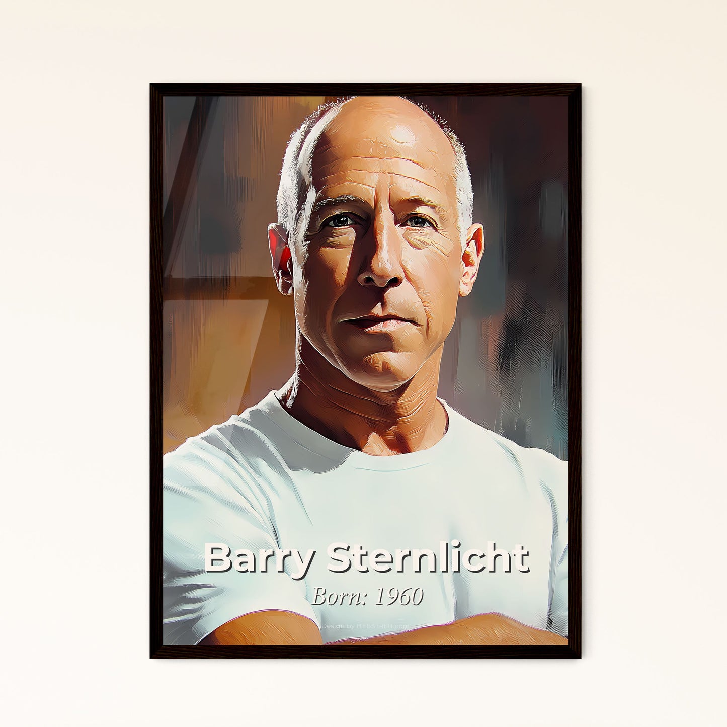 Portrait of Barry Sternlicht, Born: 1960. Impressionistic painting of a man in a white shirt.