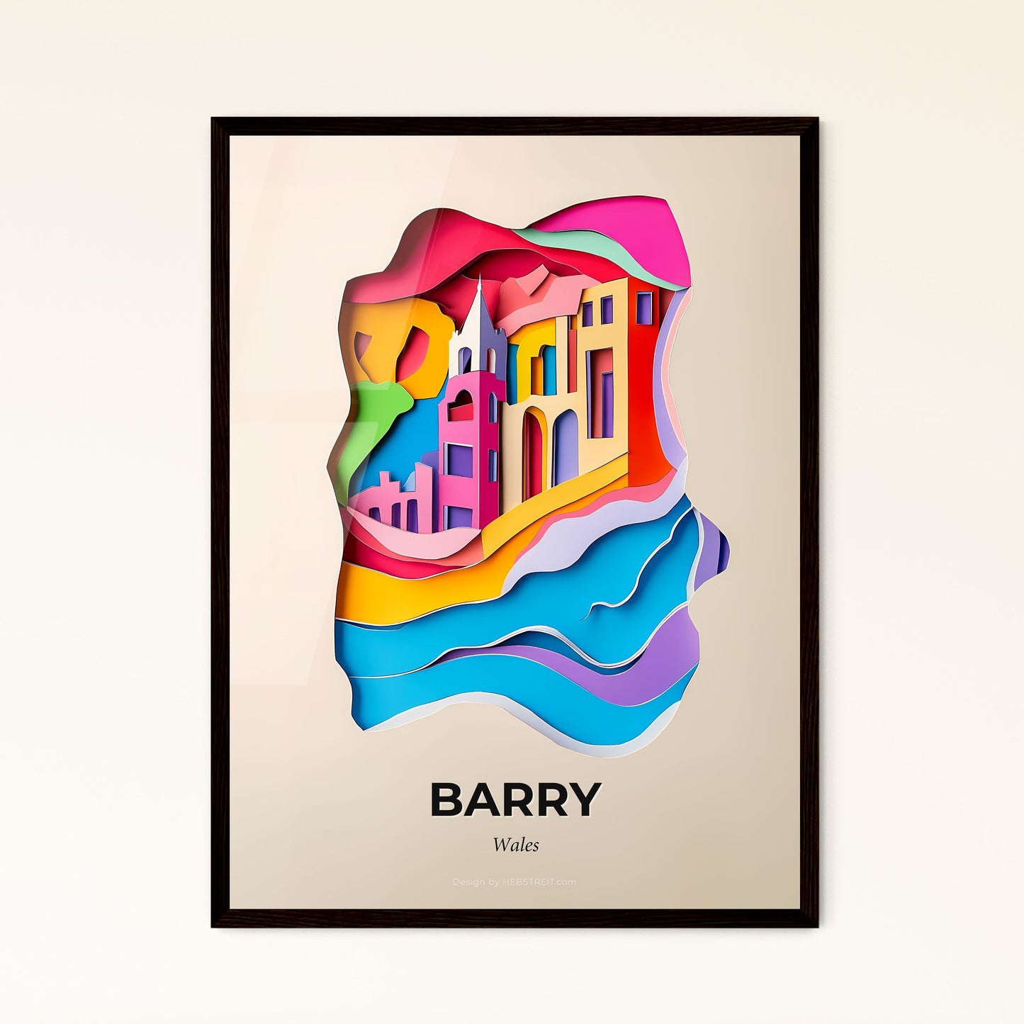 Vivid Barry, Wales - a colorful city with a bird flying over it