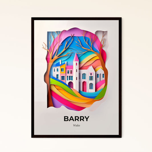 Vivid Barry, Wales - a paper cut of a house and trees