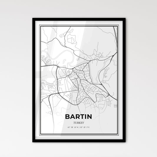 Bartın Turkey - Scandinavian Style City Map for Modern Home Decor