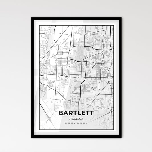 Bartlett Tennessee - Scandinavian Style City Map for Modern Home Decor