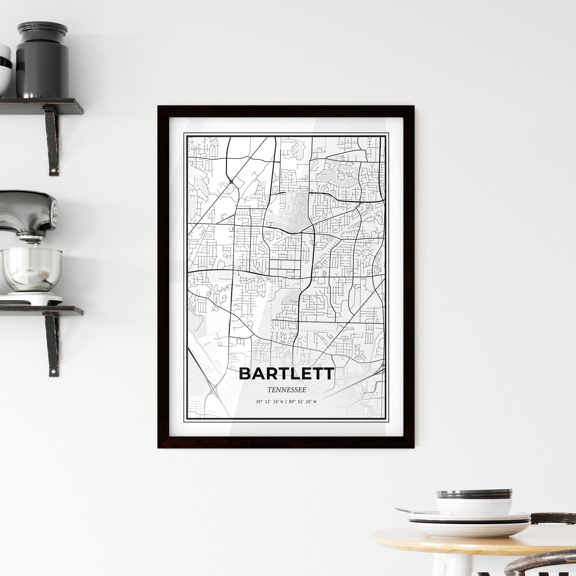 Bartlett Tennessee - Minimal City Map