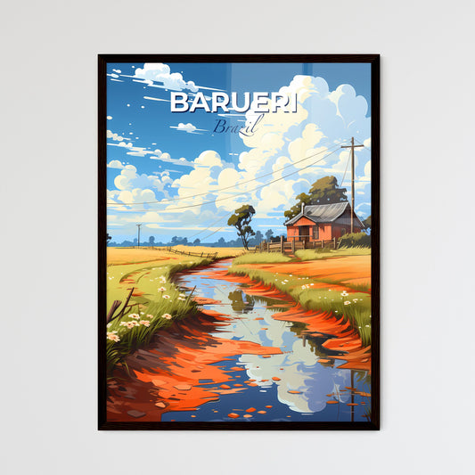 Barueri Brazil Cityscape Stream Field House Trees Vibrant Painting Art Default Title