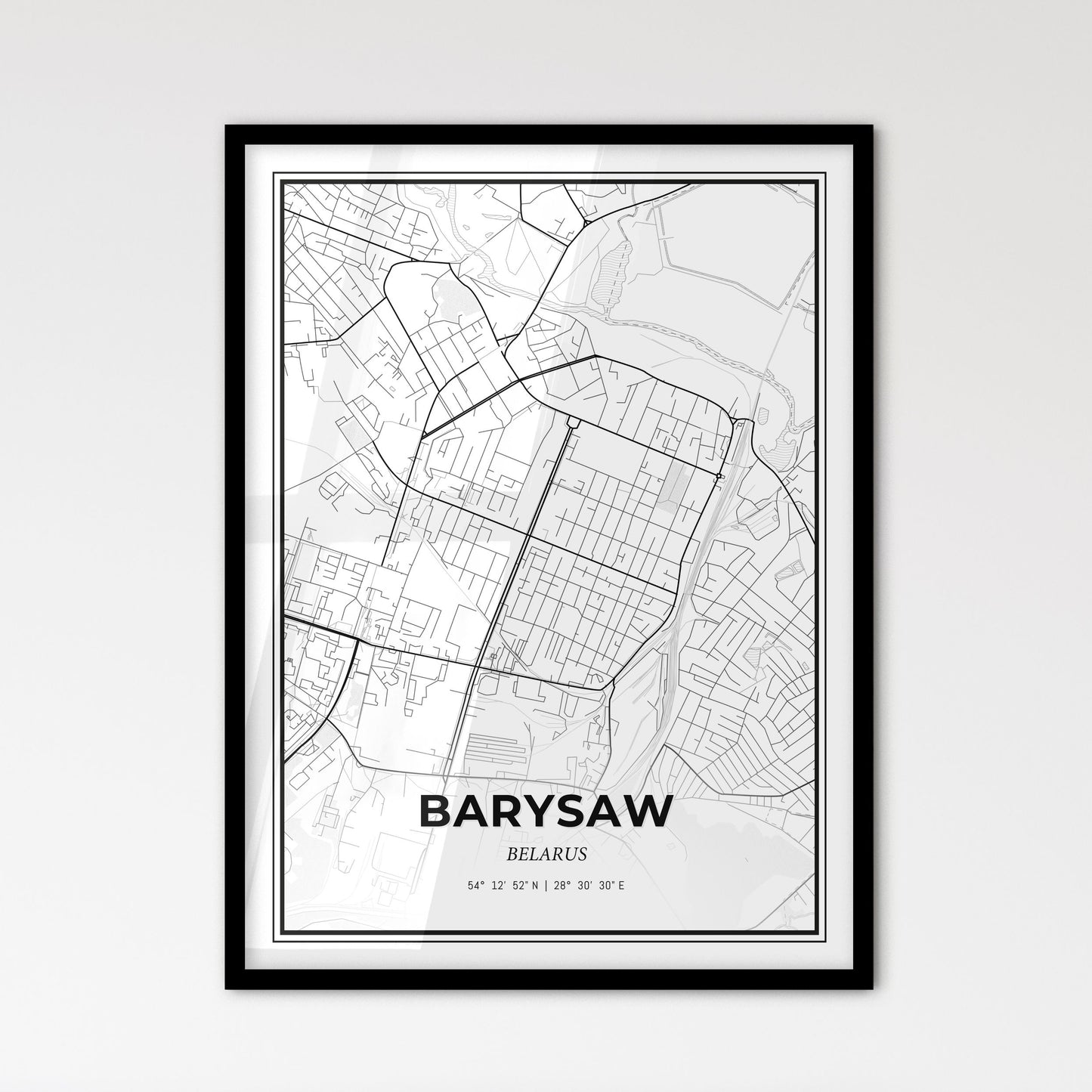 Barysaw Belarus - Scandinavian Style City Map for Modern Home Decor