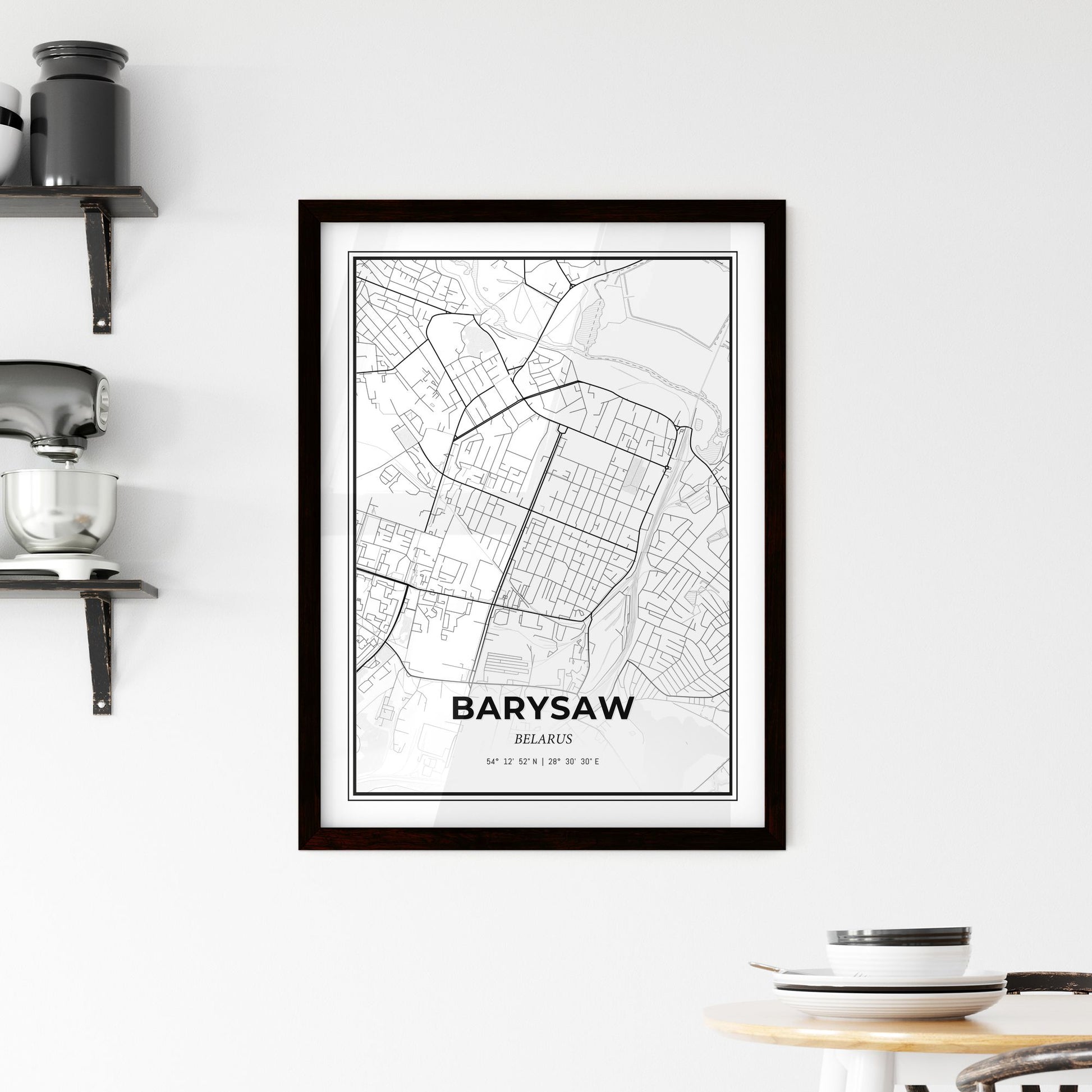 Barysaw Belarus - Minimal City Map