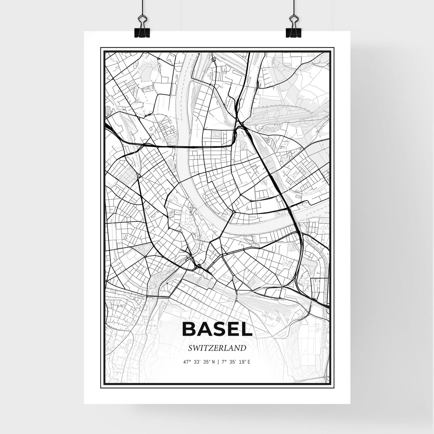 Basel Switzerland - Premium City Map Poster