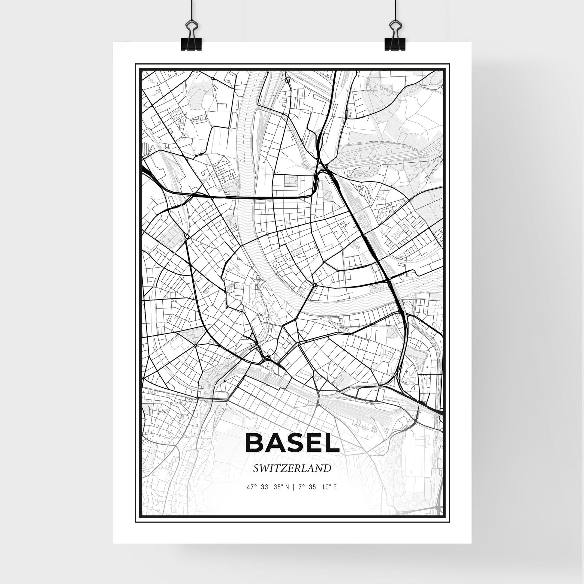 Basel Switzerland - Premium City Map Poster