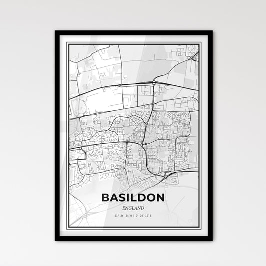 Basildon England - Scandinavian Style City Map for Modern Home Decor