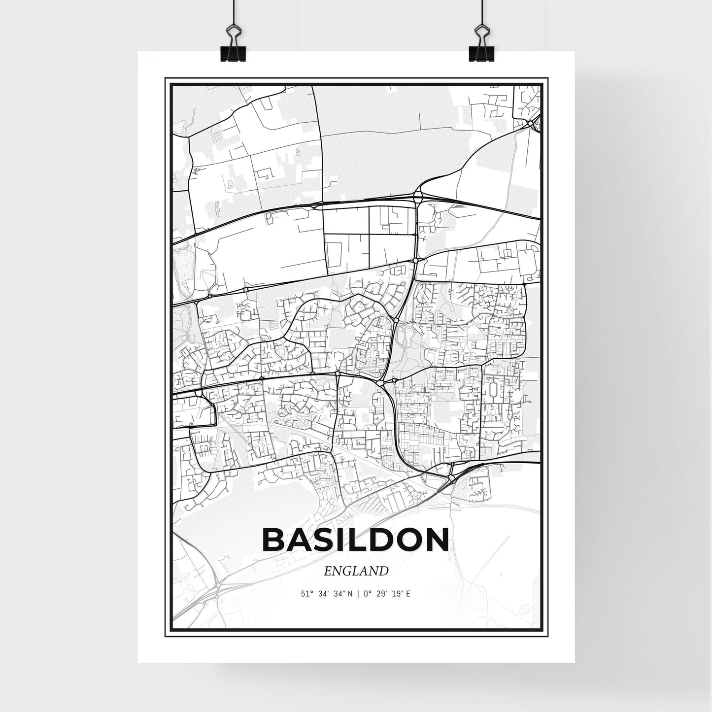 Basildon England - Premium City Map Poster