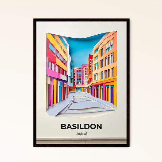 Vivid Basildon, England - a city street with a train going through it