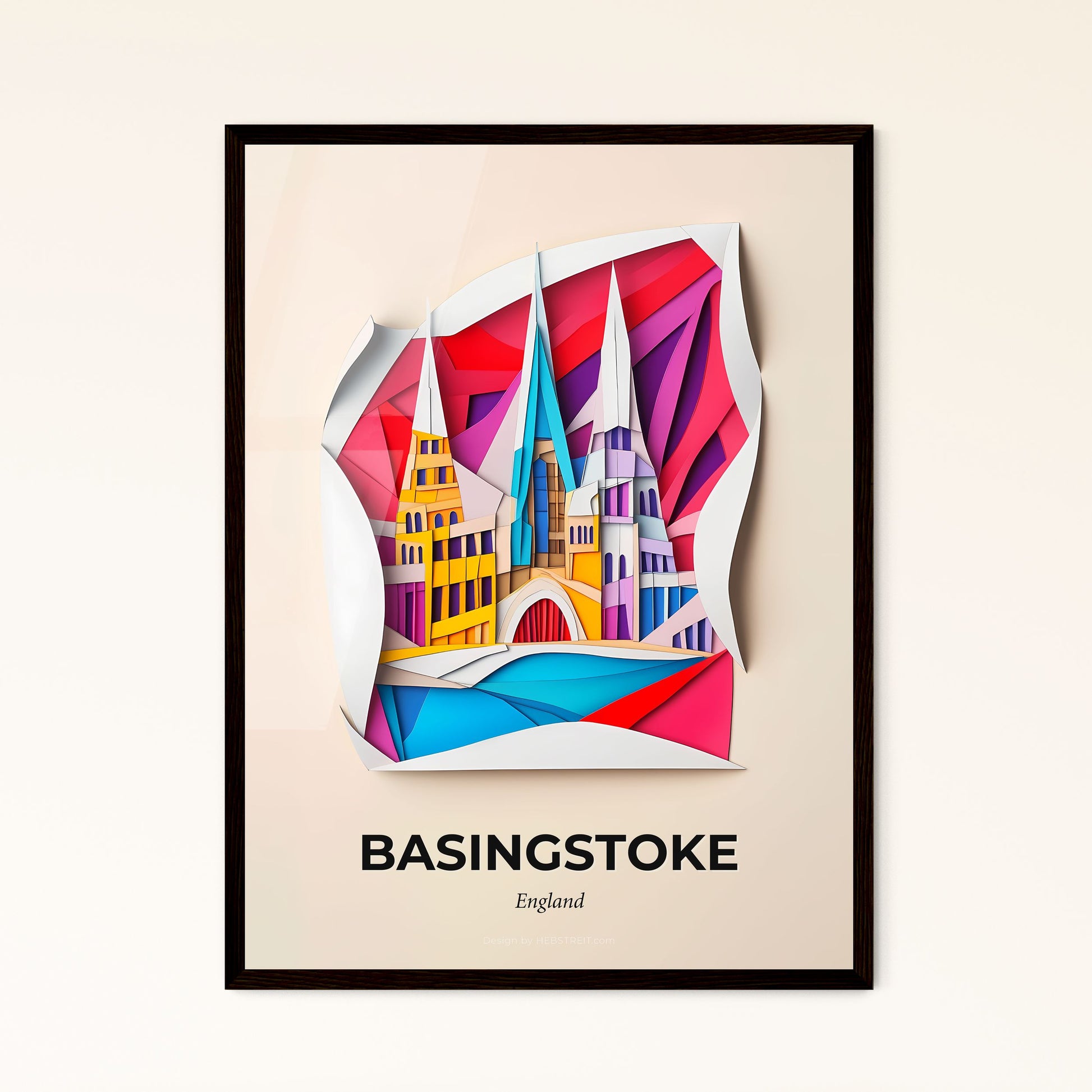 Vivid Basingstoke, England - a paper cut of a city with a bridge