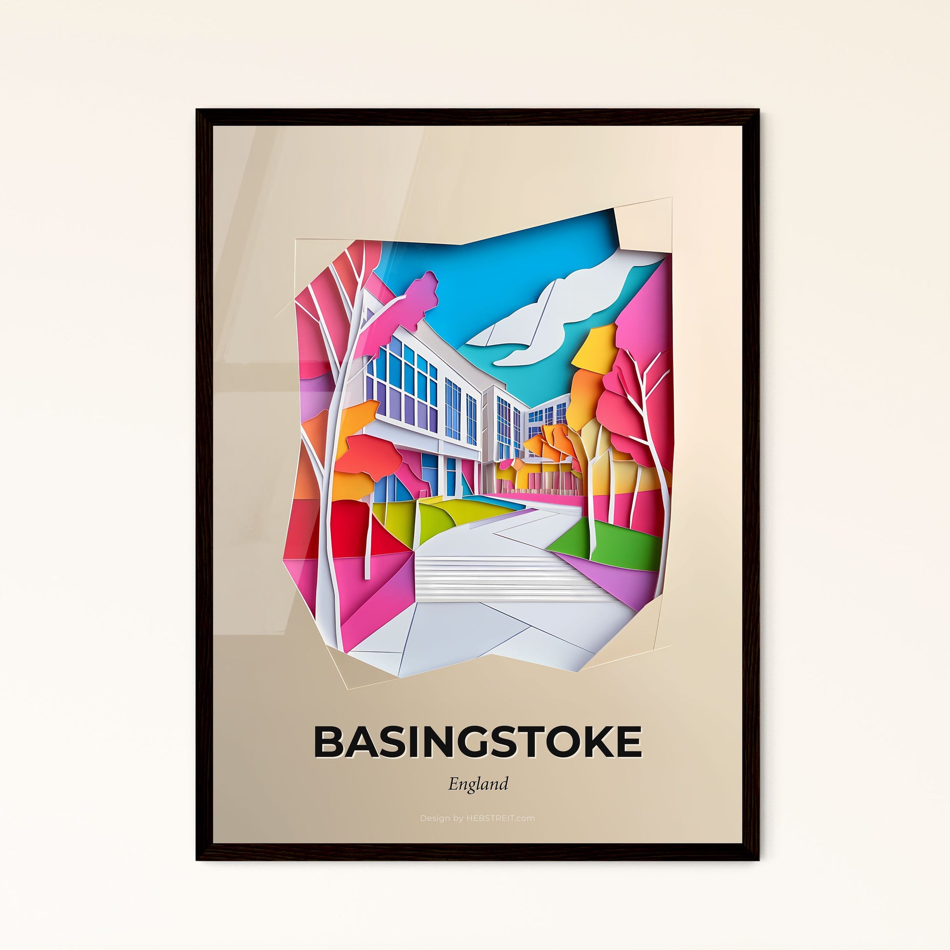 Vivid Basingstoke, England - a paper cut of a building with a tree in the foreground