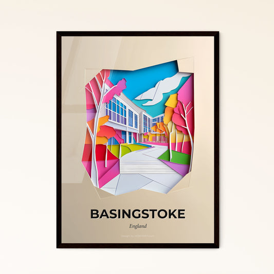 Vivid Basingstoke, England - a paper cut of a building with a tree in the foreground