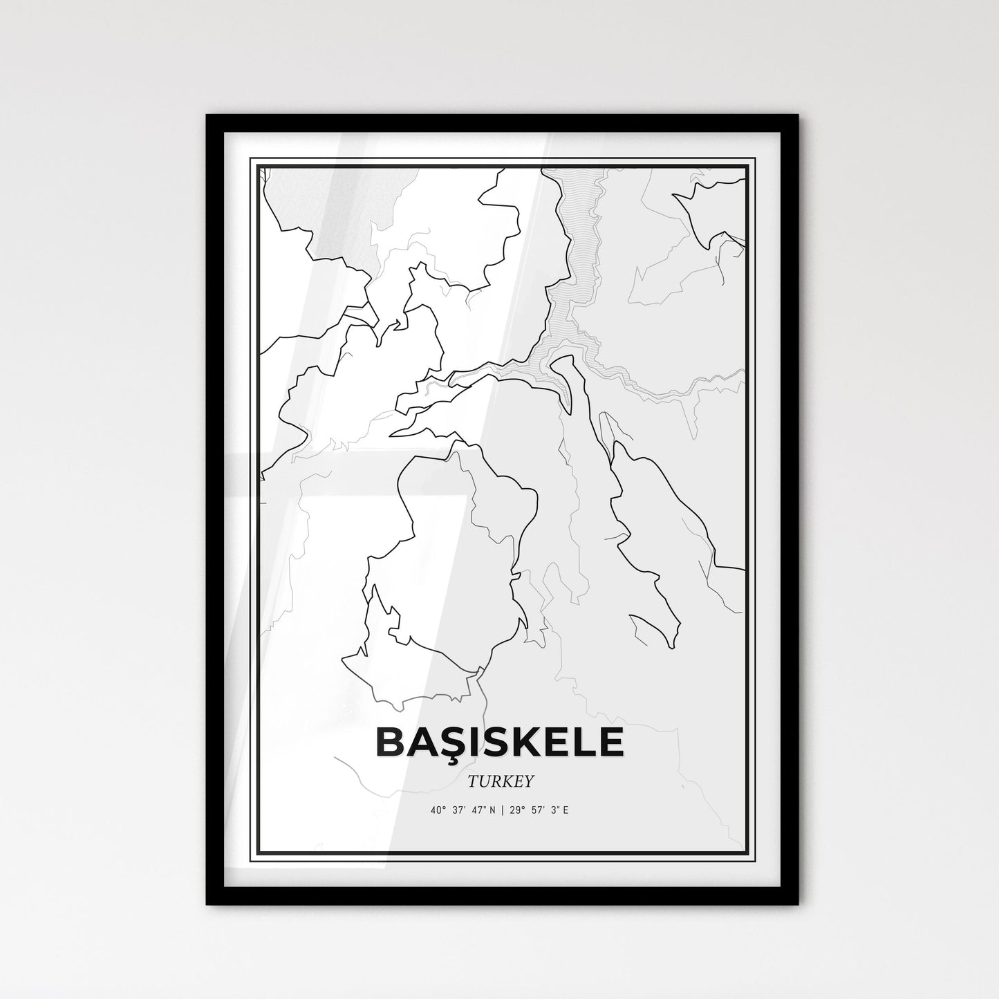 Başiskele Turkey - Scandinavian Style City Map for Modern Home Decor