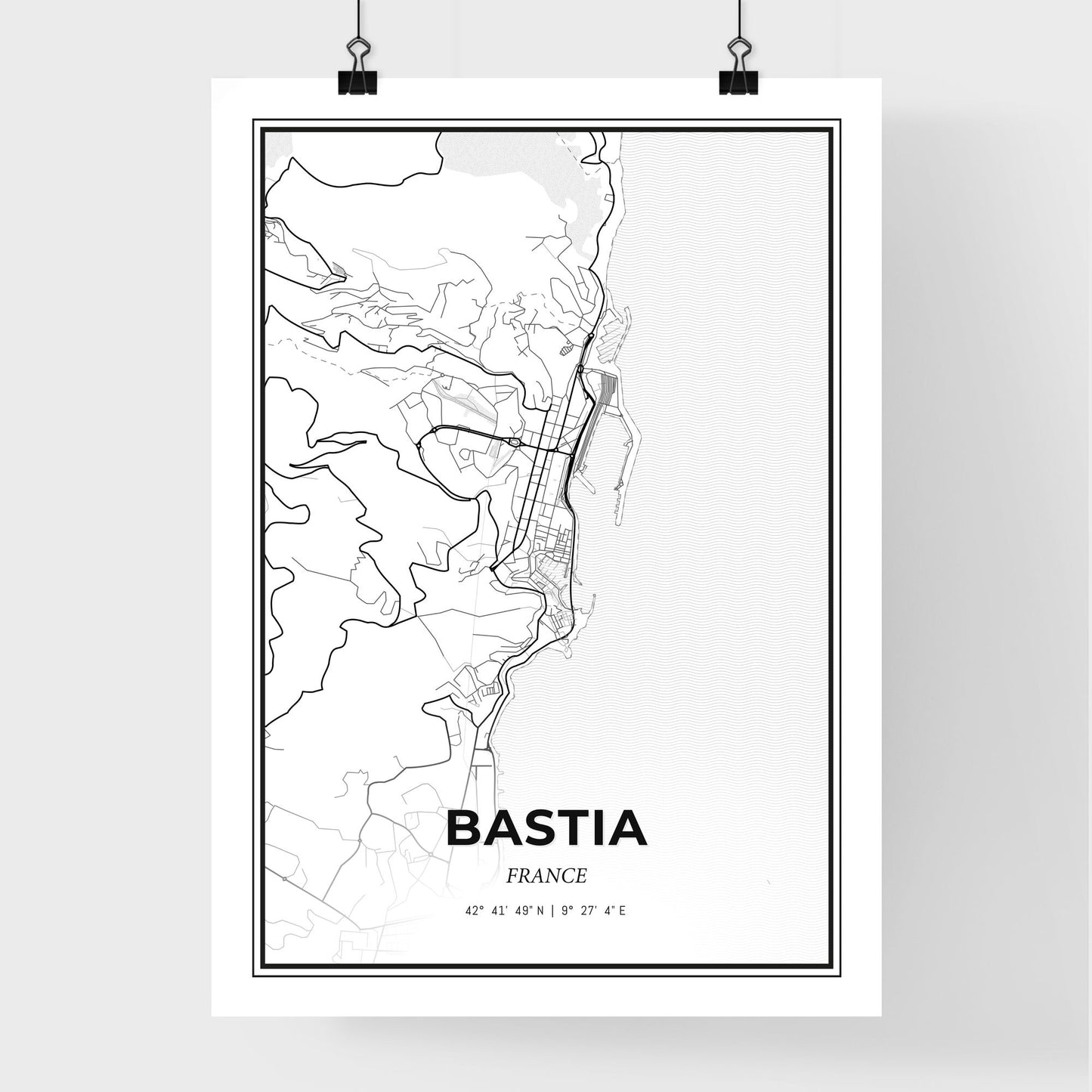 Bastia France - Premium City Map Poster