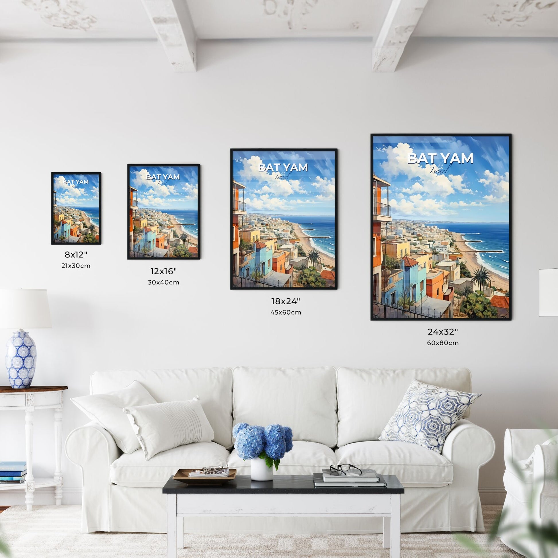 Vibrant Impressionistic Bat Yam Israel City Skyline by the Beach Default Title