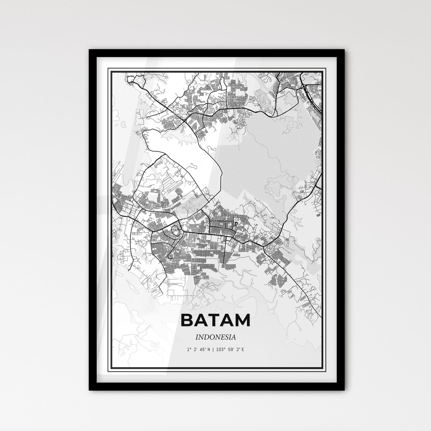 Batam Indonesia - Scandinavian Style City Map for Modern Home Decor