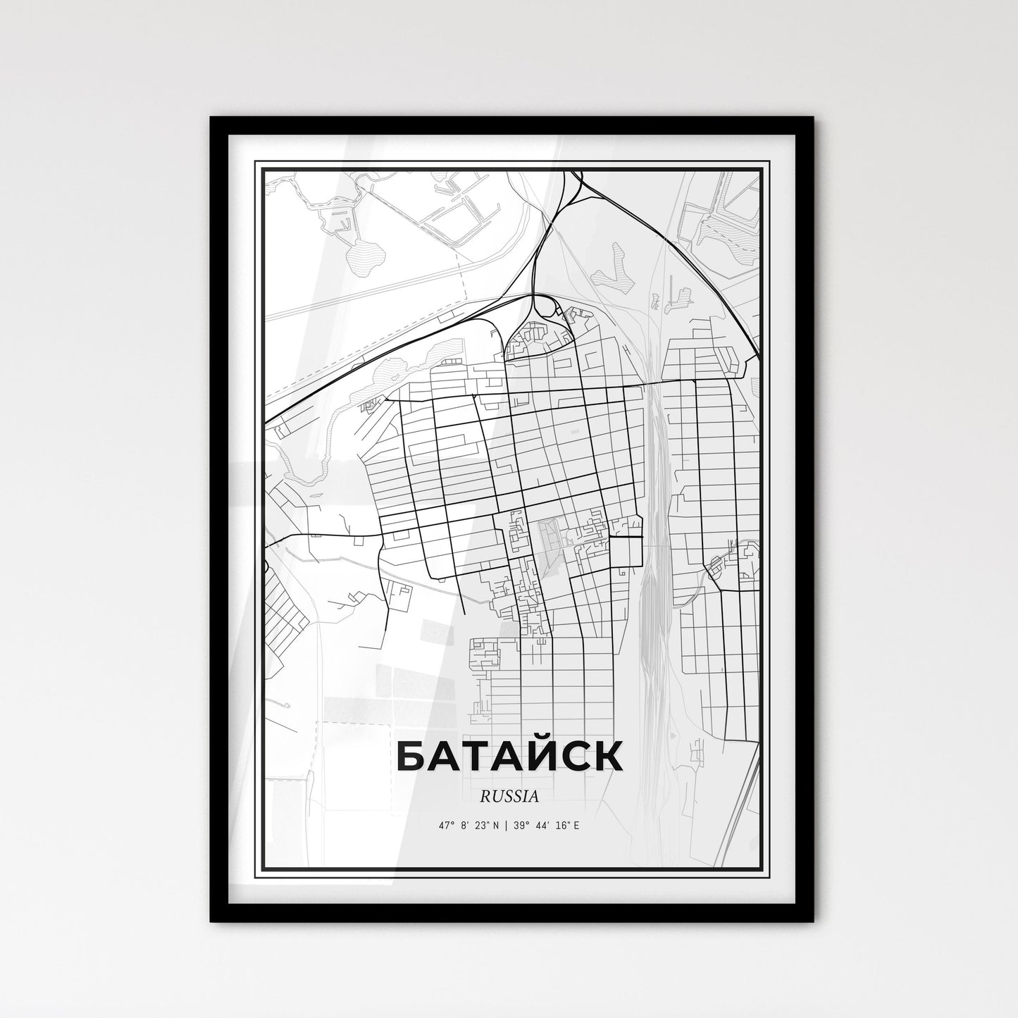 Bataysk Russia - Scandinavian Style City Map for Modern Home Decor