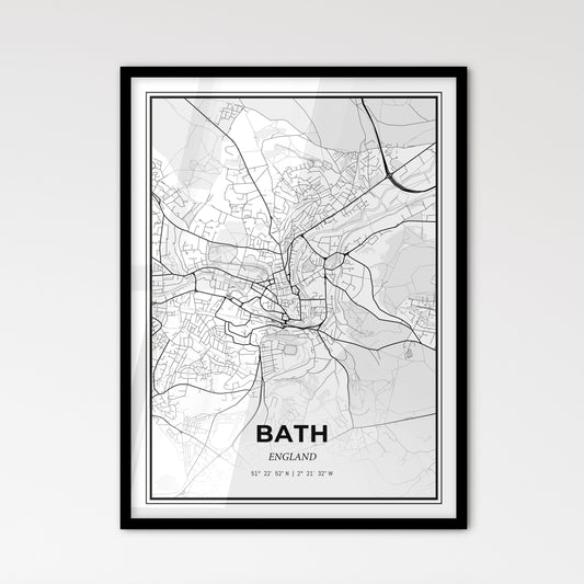 Bath England - Scandinavian Style City Map for Modern Home Decor