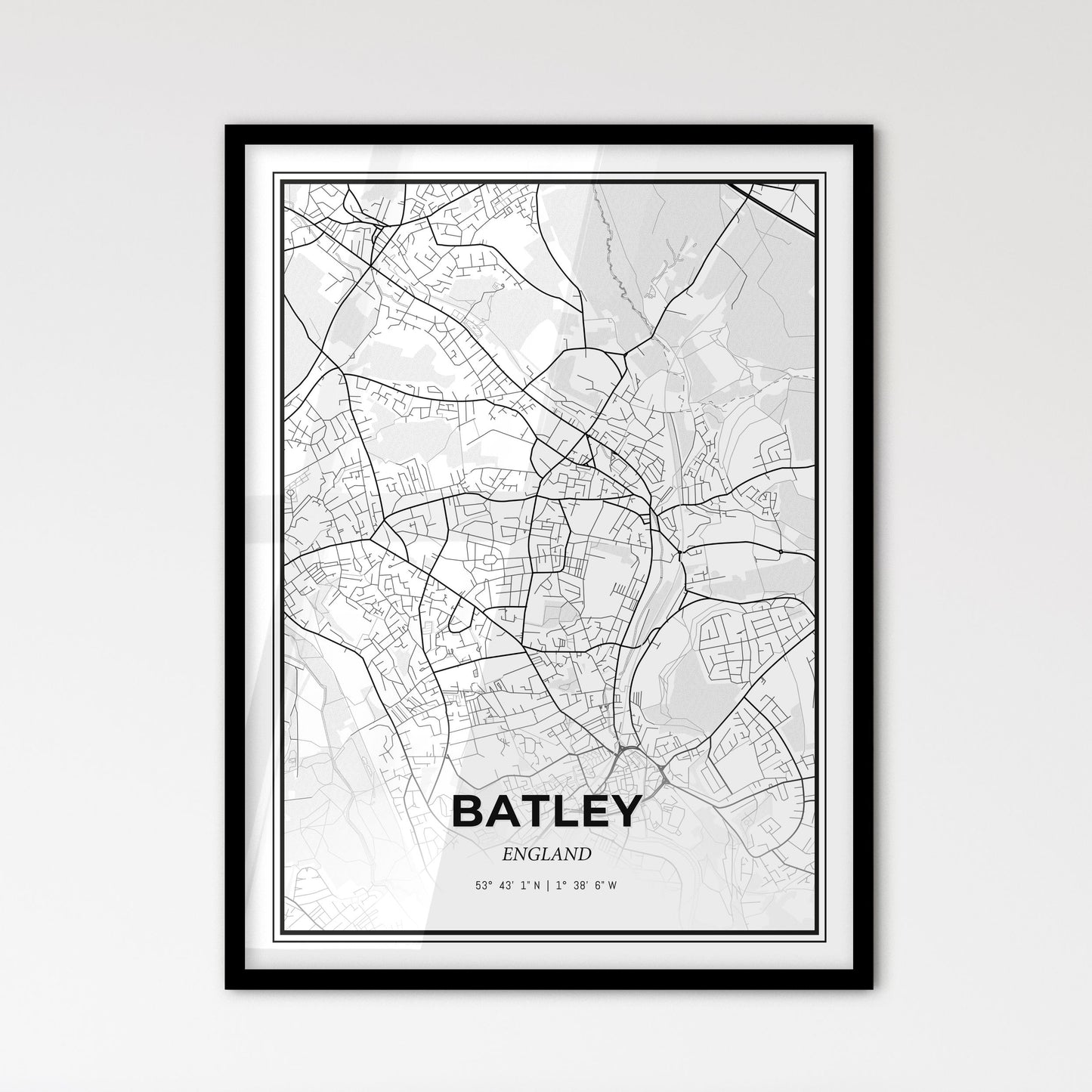 Batley England - Scandinavian Style City Map for Modern Home Decor