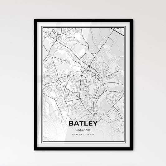 Batley England - Scandinavian Style City Map for Modern Home Decor