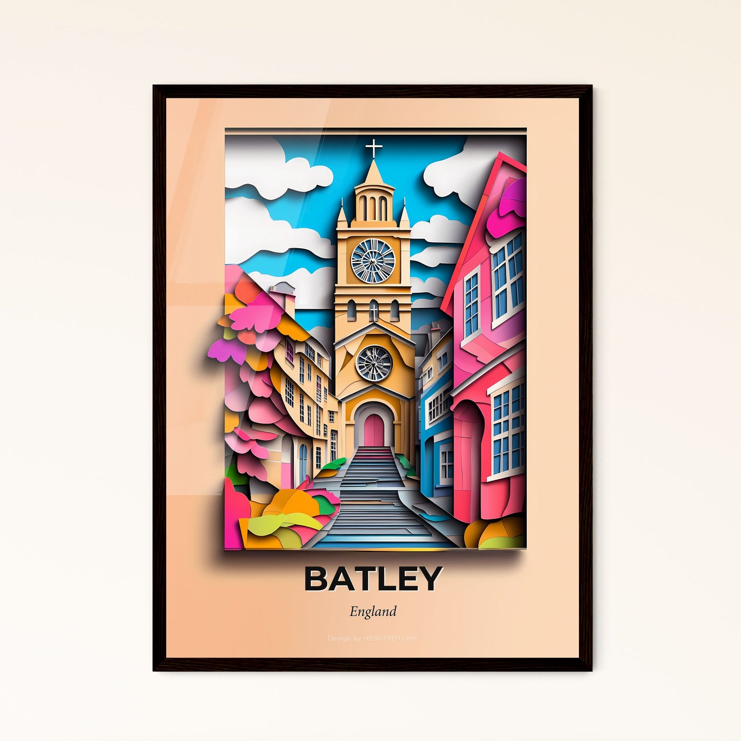 Vivid Batley, England - a church with a clock tower in a city