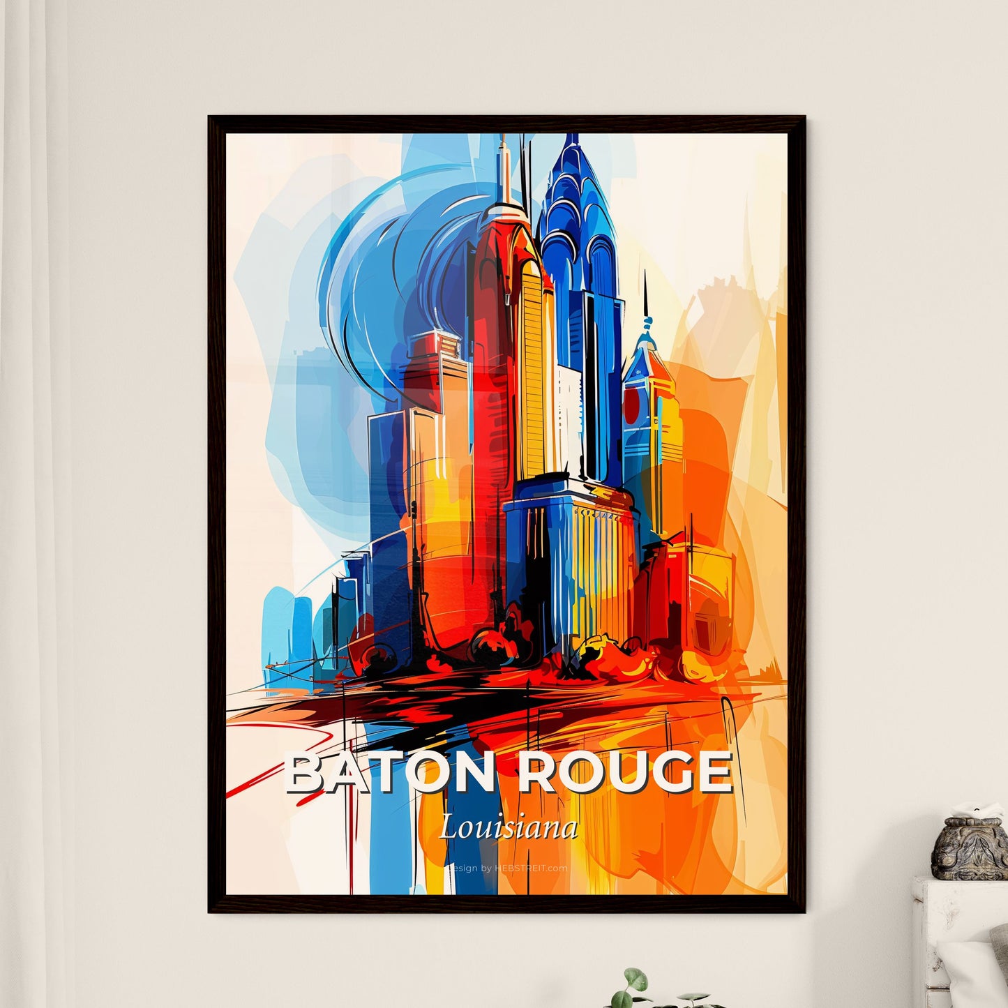 Vibrant Baton Rouge, Louisiana - A Colorful Cityscape With Towers And Buildings