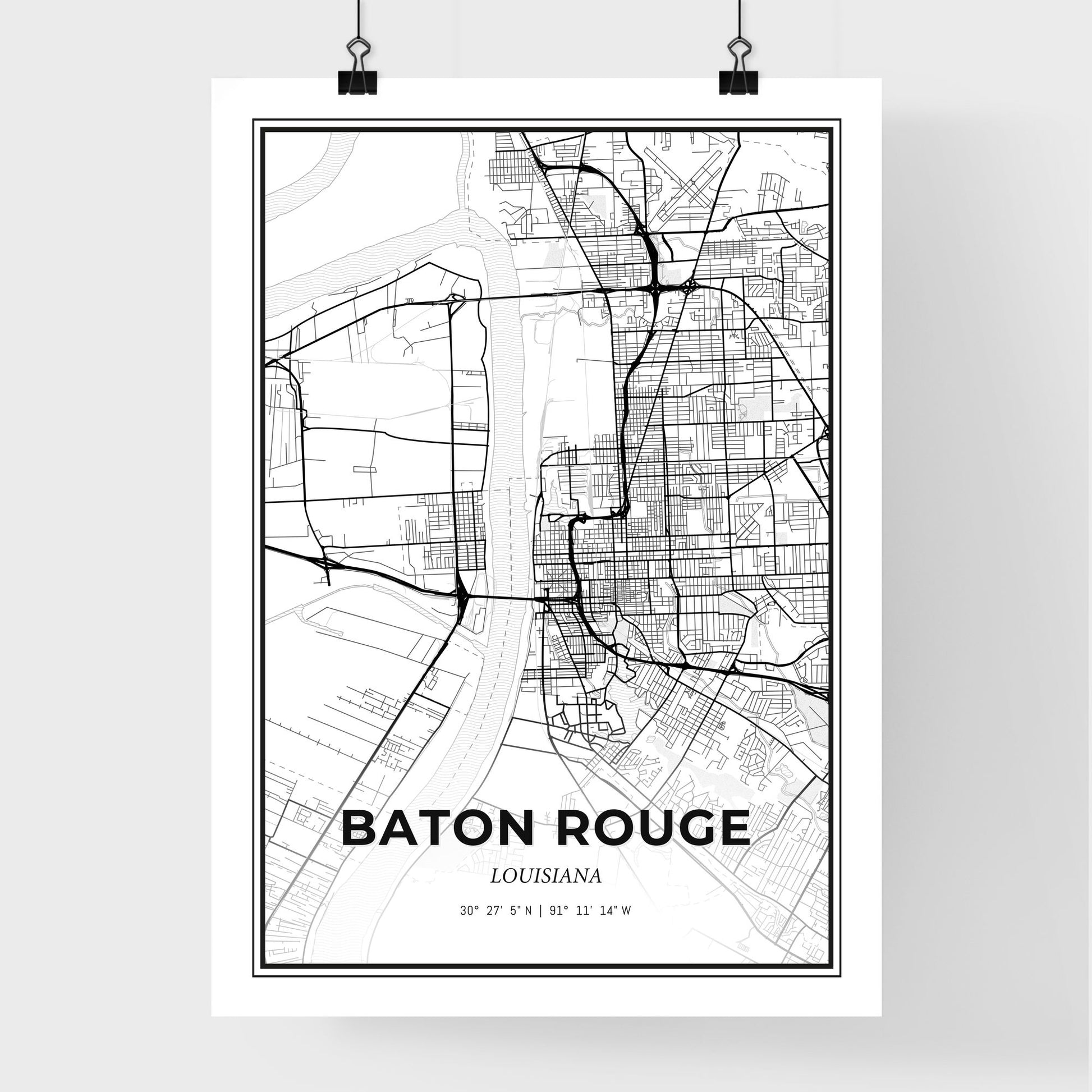 Baton Rouge Louisiana - Premium City Map Poster