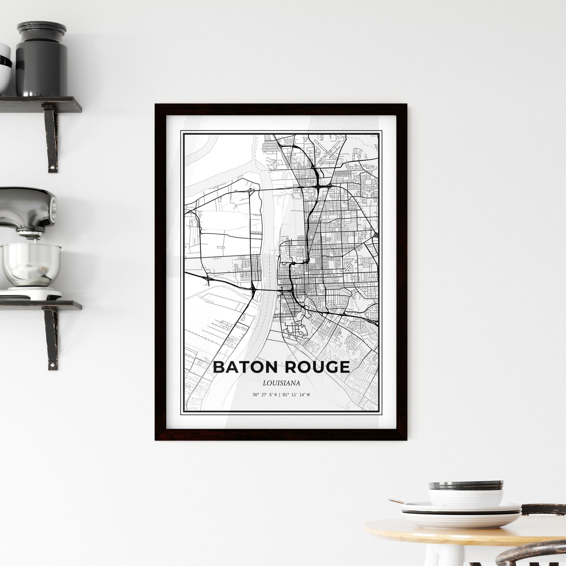 Baton Rouge Louisiana - Minimal City Map