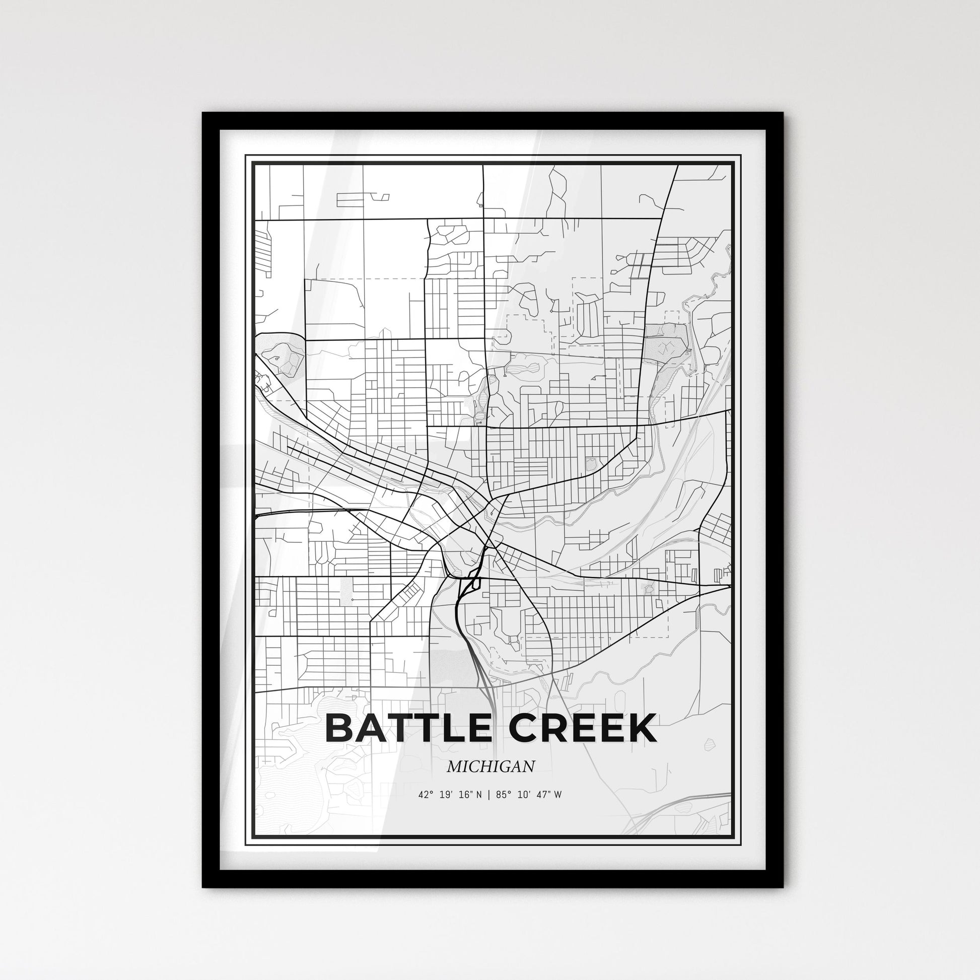 Battle Creek Michigan - Scandinavian Style City Map for Modern Home Decor