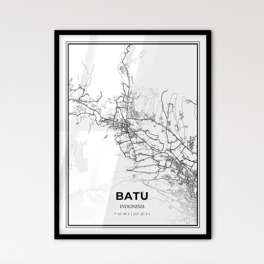 Batu Indonesia - Scandinavian Style City Map for Modern Home Decor