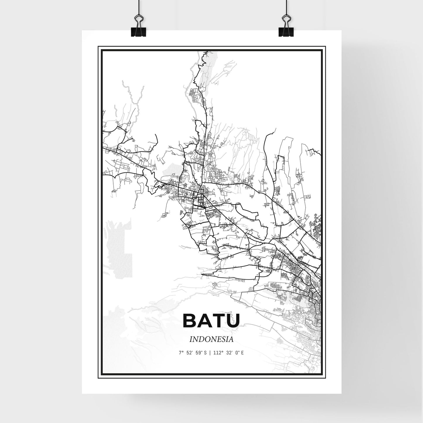 Batu Indonesia - Premium City Map Poster