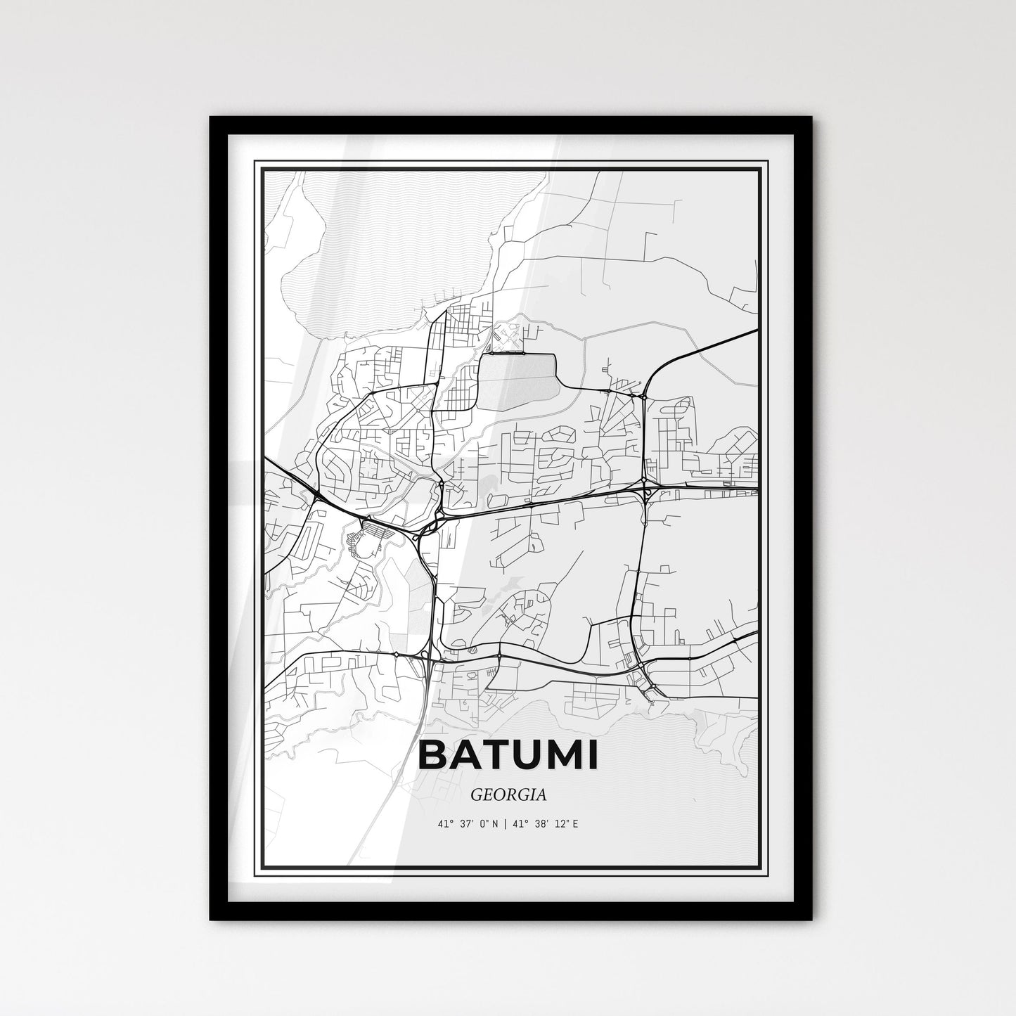 Batumi Georgia - Scandinavian Style City Map for Modern Home Decor