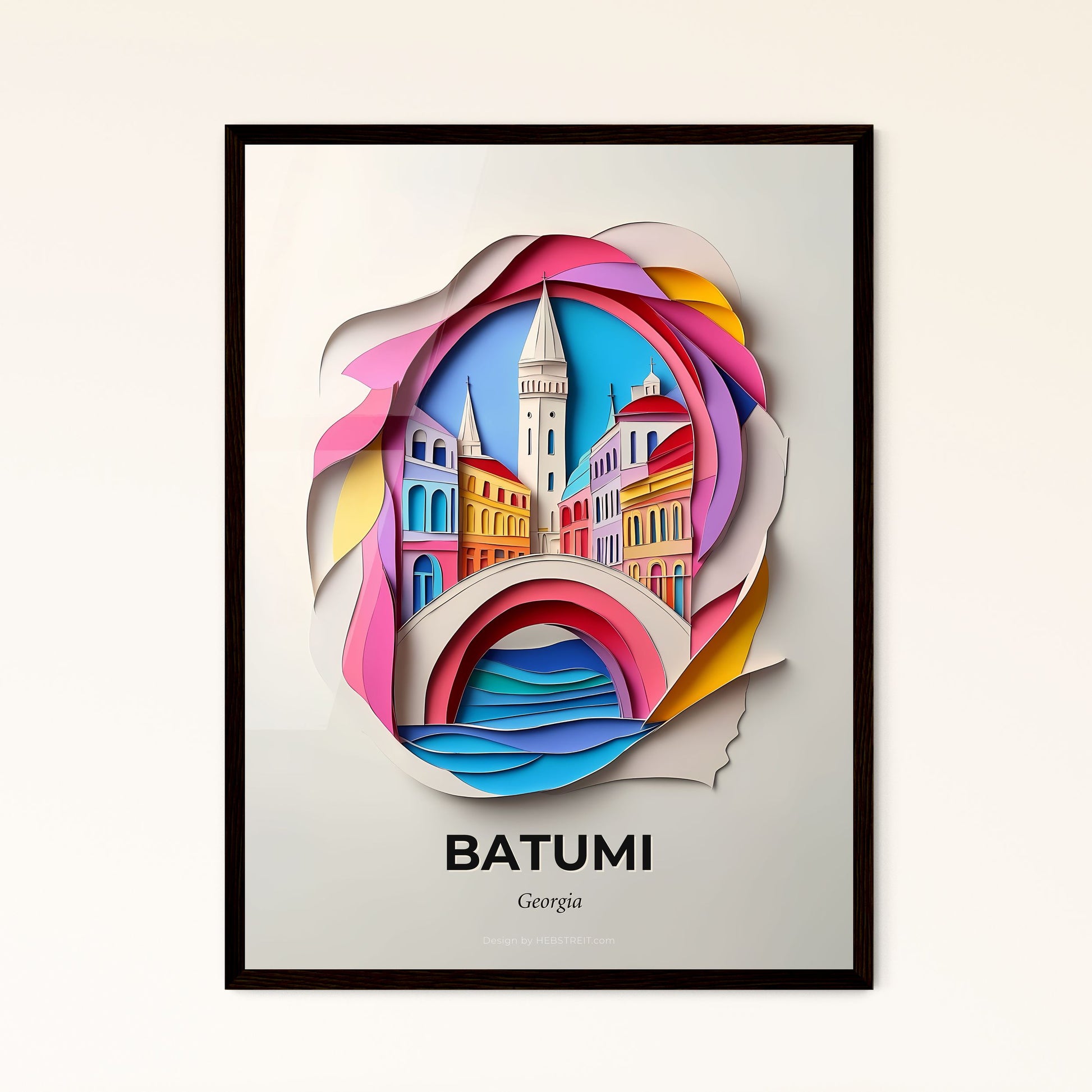 Vivid Batumi, Georgia - a paper cut of a city with a bridge