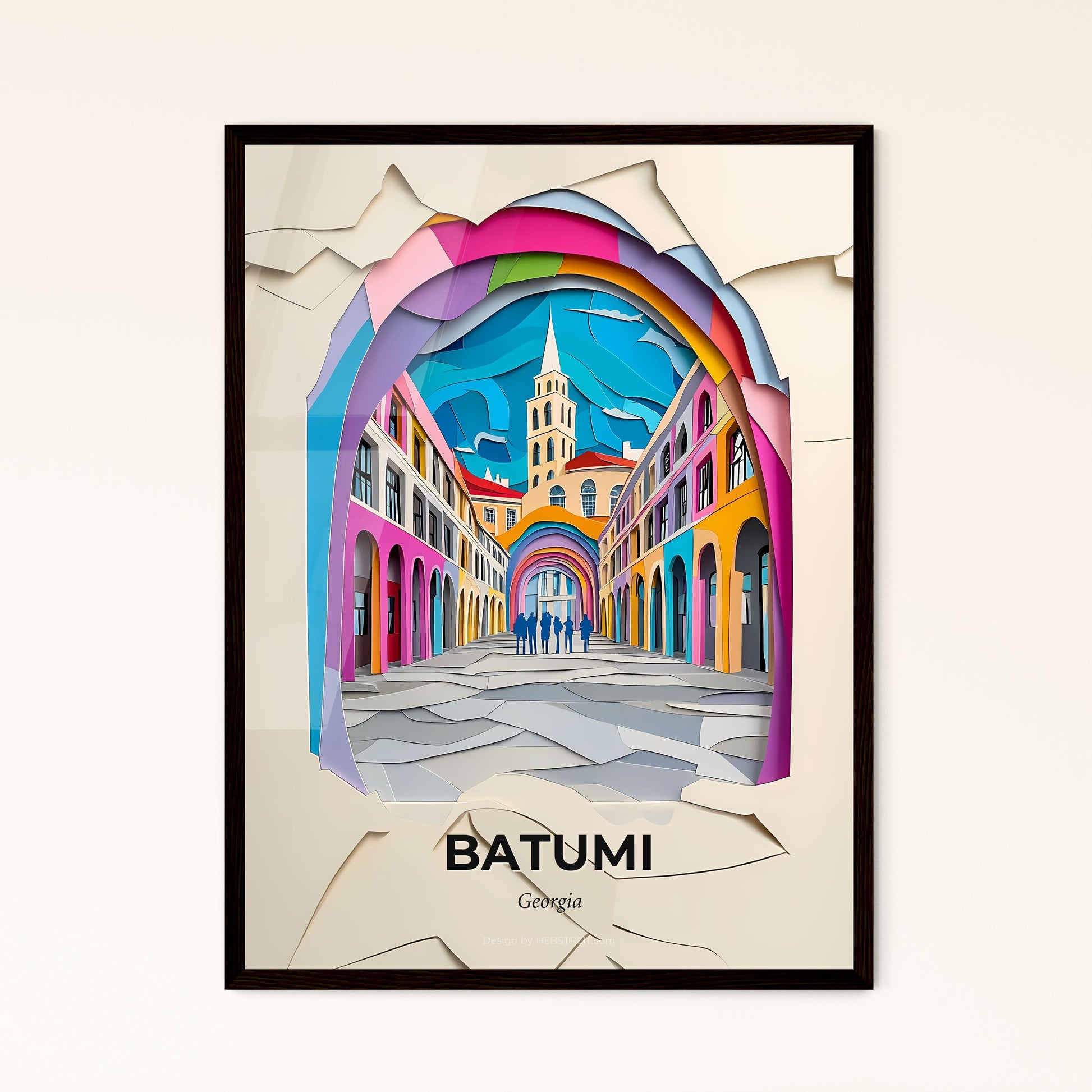 Vivid Batumi, Georgia - a paper cut of a colorful city street