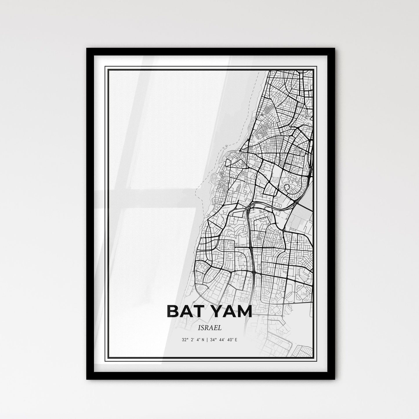 Bat Yam Israel - Scandinavian Style City Map for Modern Home Decor