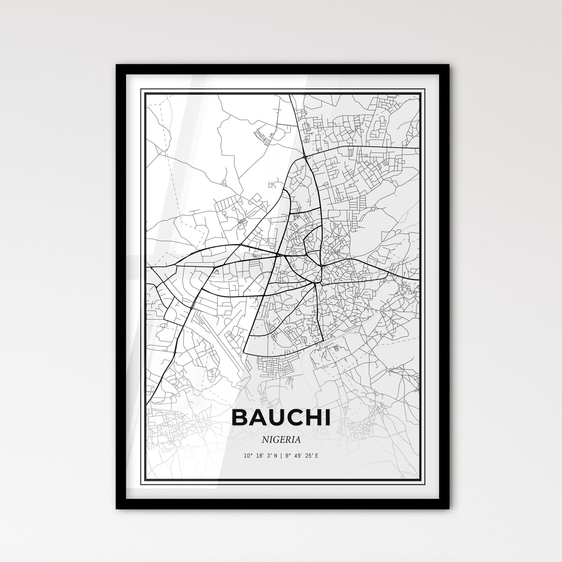 Bauchi Nigeria - Scandinavian Style City Map for Modern Home Decor