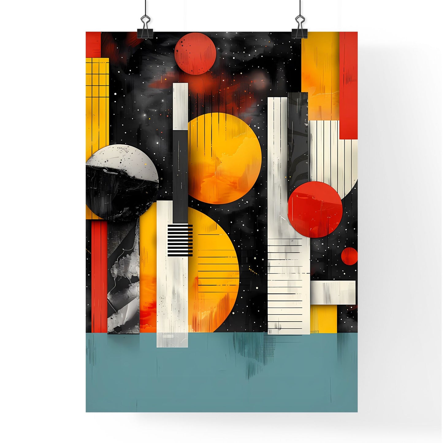 Modern abstract art Bauhaus style colourful painting for blog about poetry with circles and lines Default Title