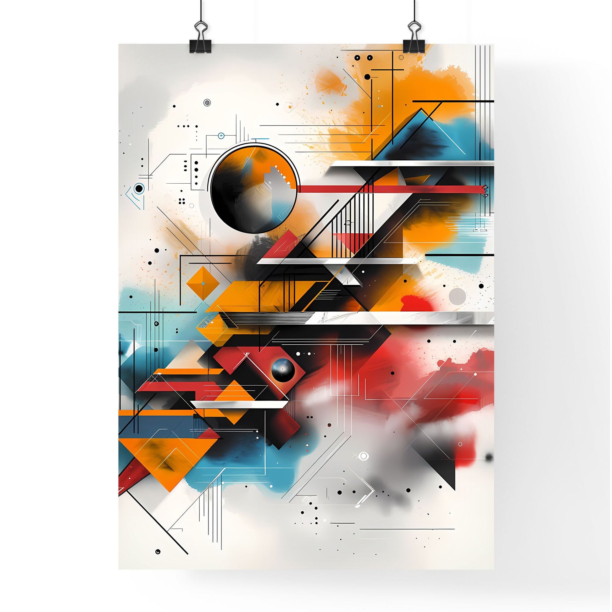 Modern Bauhaus art painting for homepage of blog about poetry - colorful abstract art with lines and dots Default Title