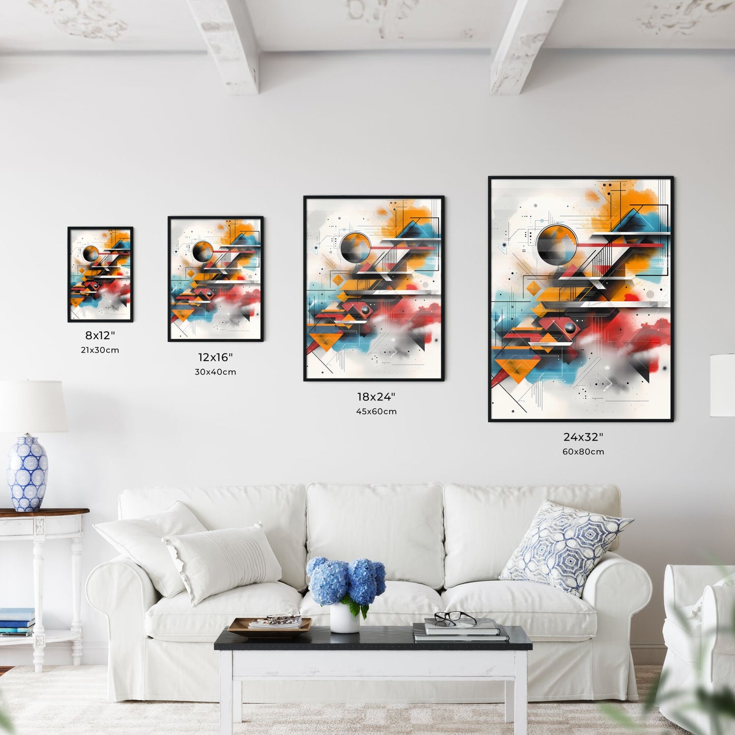 Modern Bauhaus art painting for homepage of blog about poetry - colorful abstract art with lines and dots Default Title