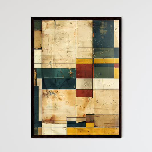 Abstract Bauhaus Wall Art - Vibrant Squares  - Framed Art Print